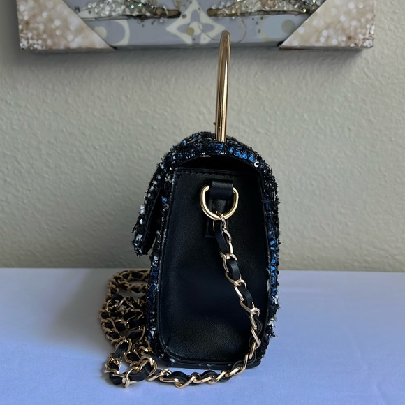 Kamala Top Handle Tweed Mini Crossbody5.5Wx5H Black - Picture 6 of 15